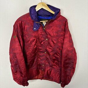 Vintage Descente Ski Jacket 80s 90s‎ Red Loud Woman 12